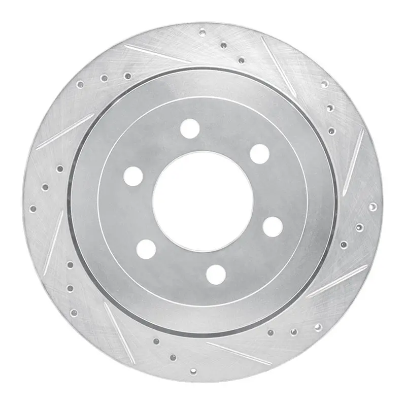 R1 07-17 Ford Expedition Rear Right Drilled & Slotted Silver Brake Rotor 1