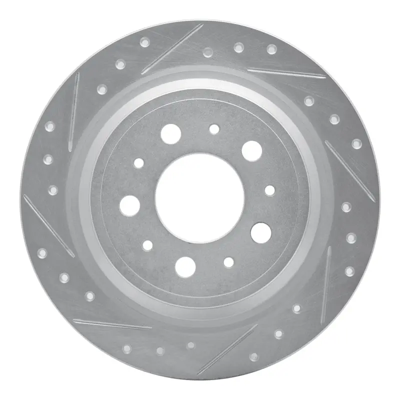 R1 98-00 Volvo S70 Rear Left Drilled & Slotted Silver Brake Rotor 1