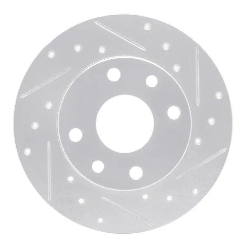 R1 85-89 Chevrolet Spectrum Front Right Drilled & Slotted Silver Brake Rotor 1