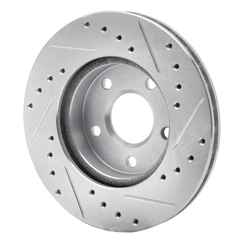R1 85-91 Buick Skyhawk Front Left Drilled & Slotted Silver Brake Rotor 2