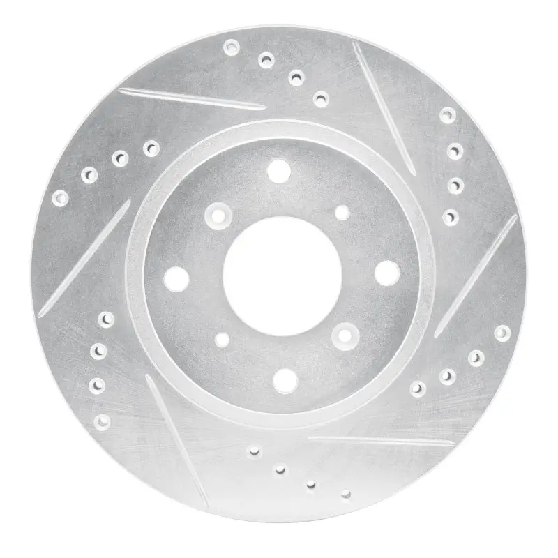 R1 87-90 Acura Legend Front Right Drilled & Slotted Silver Brake Rotor 1