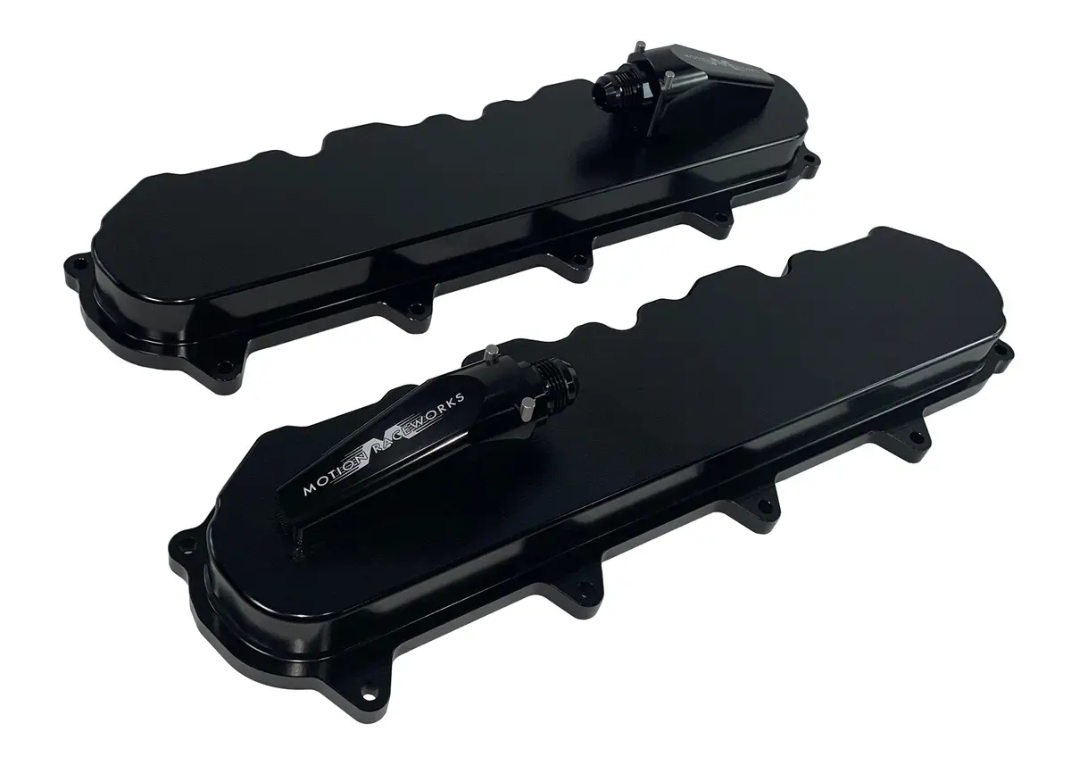 Gen V Lt Race Black Anodized Billet Valve Covers W/ Motion Quick Release Breathers 2