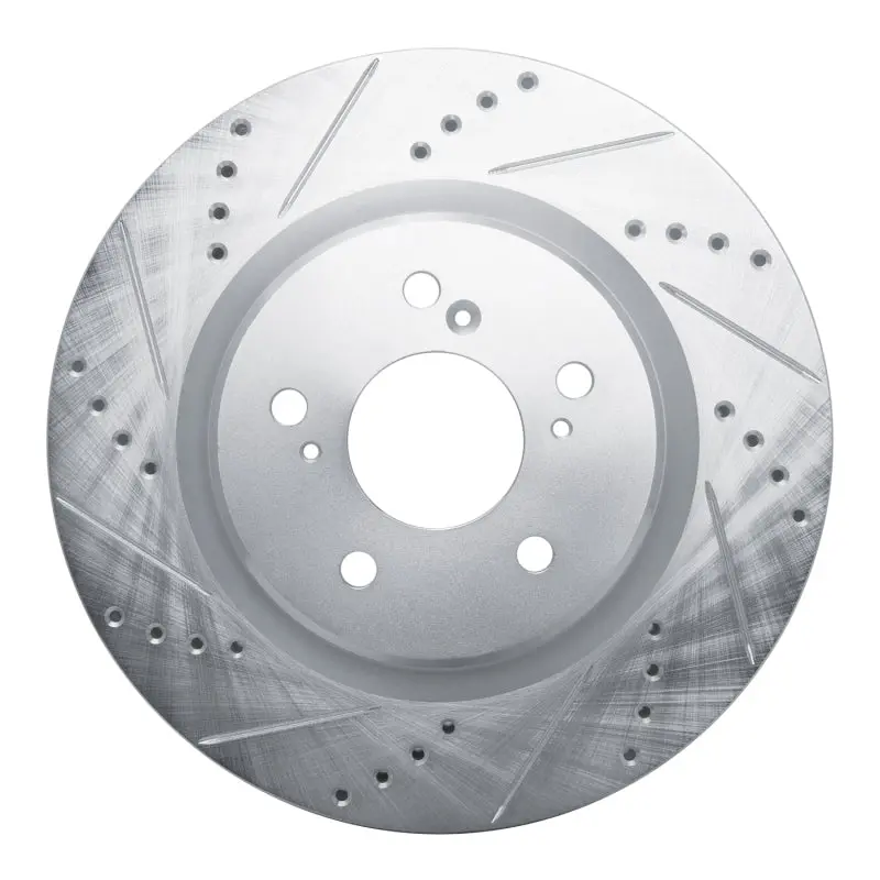R1 2021-2025 Acura Tlx Front Left Drilled & Slotted Silver Brake Rotor 1