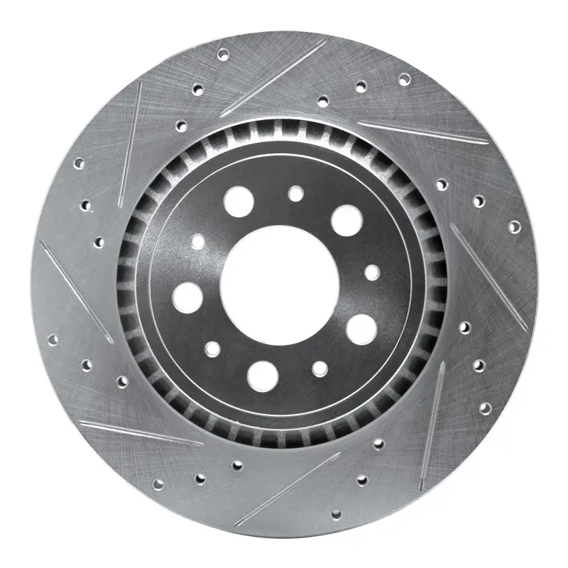 R1 03-14 Volvo Xc90 Rear Left Drilled & Slotted Silver Brake Rotor 1