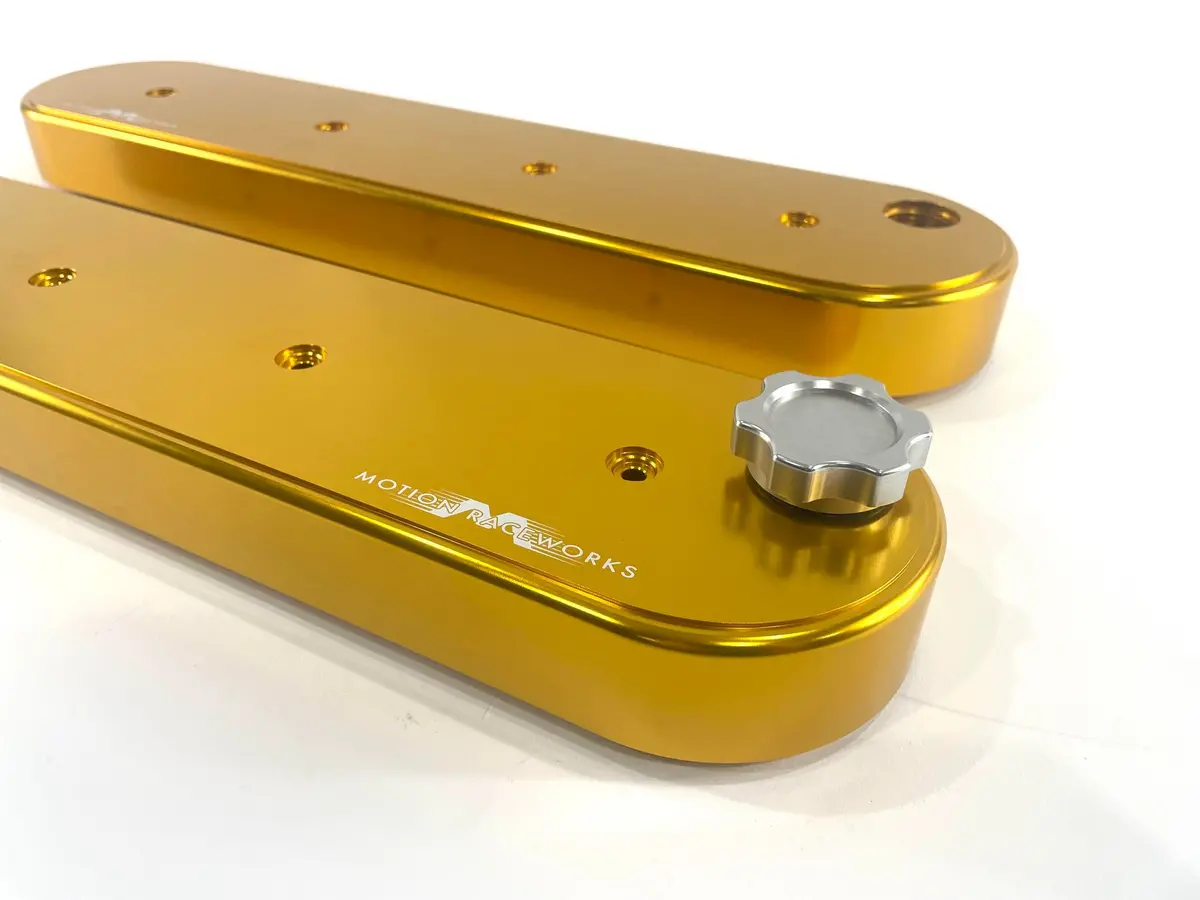 Blem Motion Raceworks Gold Billet Ls Valve Covers 10-120Gld-Blem 1