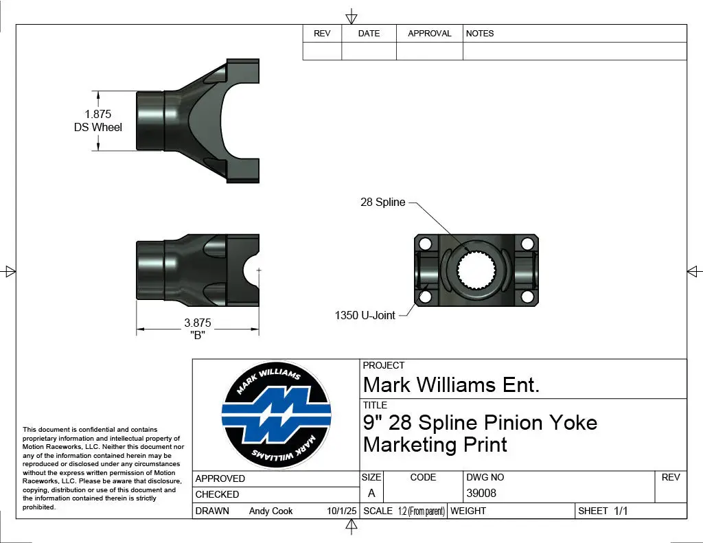 Ford 9" 28 Spline 1330 Series Extreme Duty 4340 Billet Steel Pinion Yoke 2