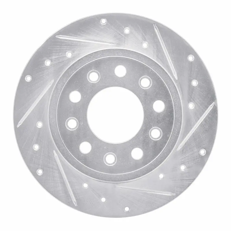 R1 13-16 Dodge Dart Rear Right Drilled & Slotted Silver Brake Rotor 1