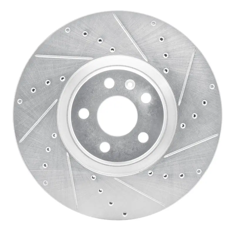 R1 16-26 Polestar Polestar 2 Front Right Drilled & Slotted Silver Brake Rotor 1