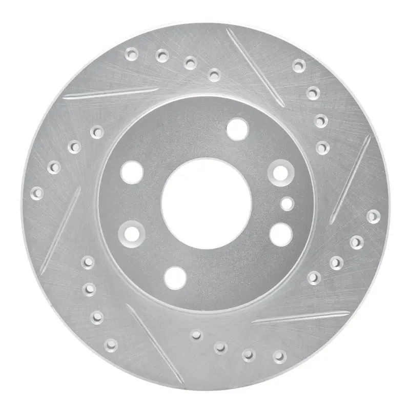 R1 94-02 Ford Aspire Front Right Drilled & Slotted Silver Brake Rotor 1