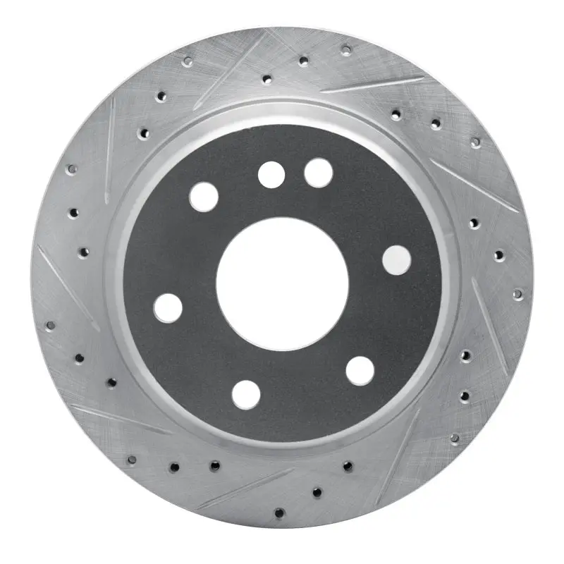 R1 00-14 Cadillac Escalade Rear Left Drilled & Slotted Silver Brake Rotor 1