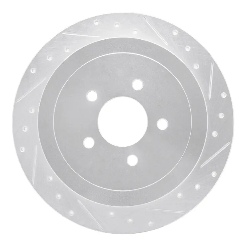 R1 03-11 Lincoln Town Car Rear Right Drilled & Slotted Silver Brake Rotor 1