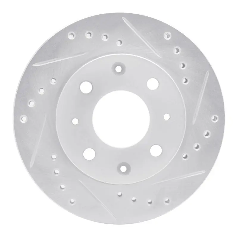 R1 82-83 Honda Civic Hatchback Front Right Drilled & Slotted Silver Brake Rotor 1