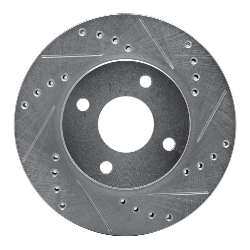 R1 95-04 Ford Contour Front Right Drilled & Slotted Silver Brake Rotor 1