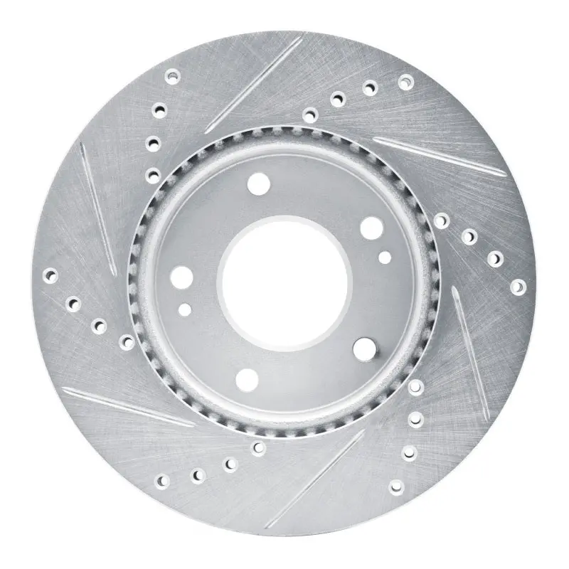 R1 10-11 Kia Soul Front Right Drilled & Slotted Silver Brake Rotor 2
