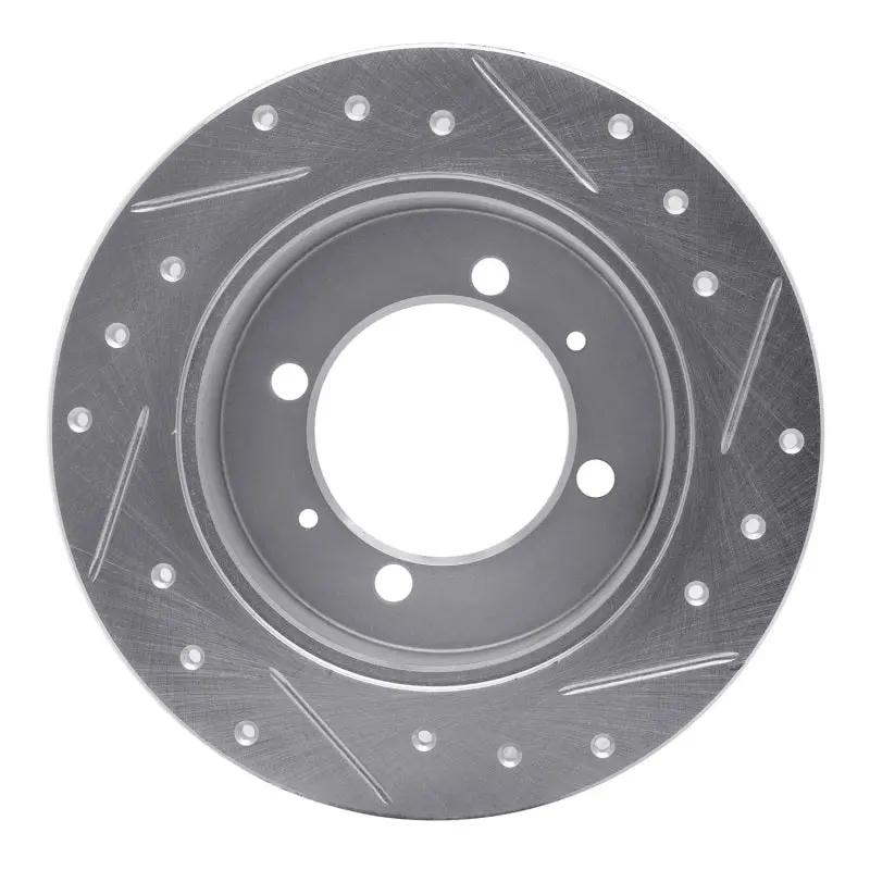 R1 94-98 Hyundai Sonata Rear Left Drilled & Slotted Silver Brake Rotor 2
