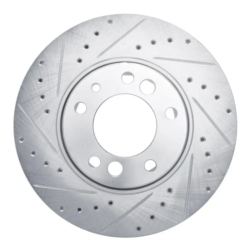 R1 1991-1993 Bmw M5 Front Left Drilled & Slotted Silver Brake Rotor 1