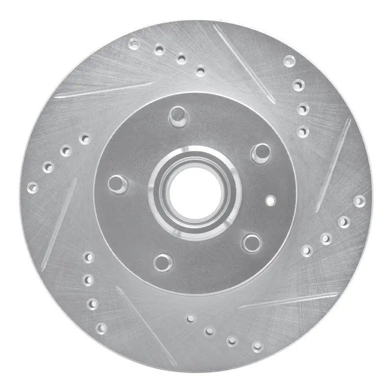 R1 82-87 Volvo 740 Front Right Drilled & Slotted Silver Brake Rotor 1