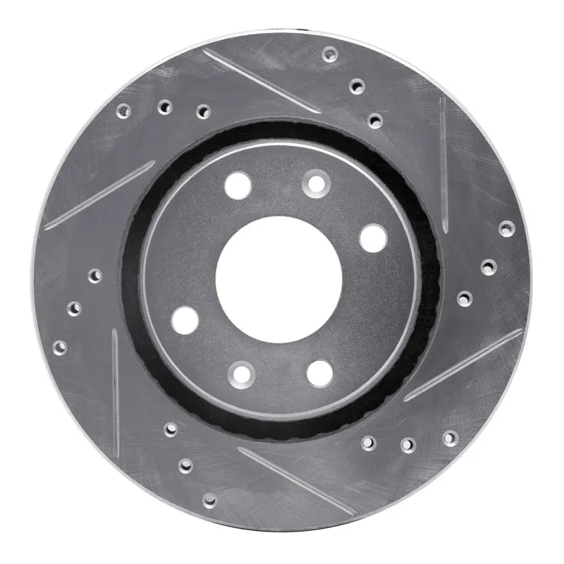 R1 89-91 Peugeot 405 Front Right Drilled & Slotted Silver Brake Rotor 1