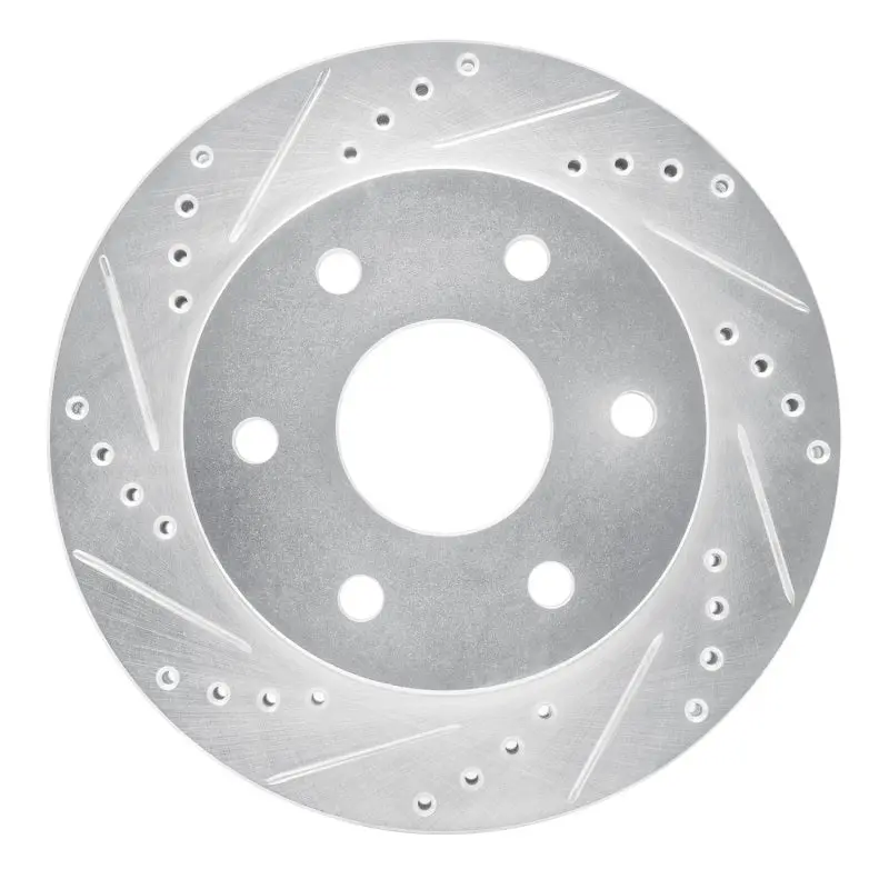 R1 21-22 Chevrolet Colorado Front Left Drilled & Slotted Silver Brake Rotor 1