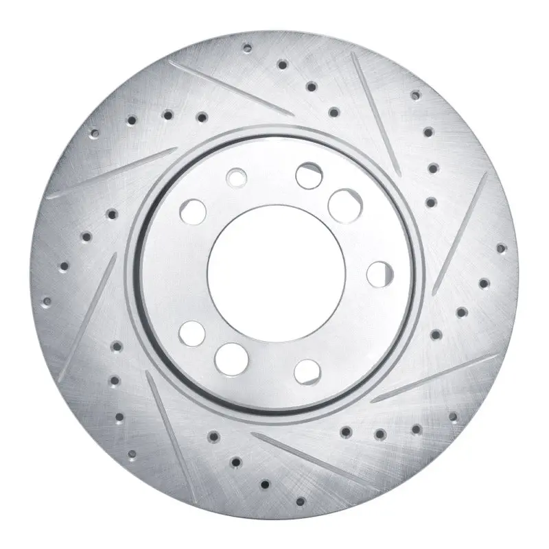R1 1991-1993 Bmw M5 Front Right Drilled & Slotted Silver Brake Rotor 1