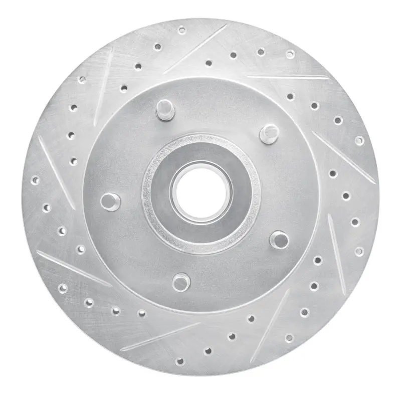R1 85-97 Dodge B200 / B200 Van / B250 Front Left Drilled & Slotted Silver Brake Rotor 1