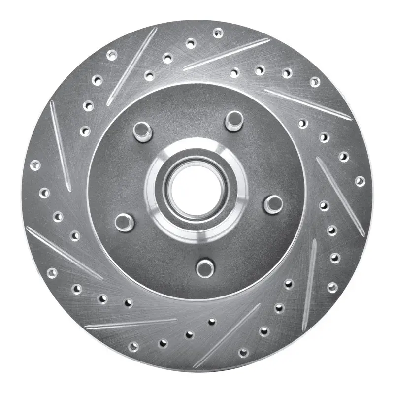 R1 86-92 Jeep Comanche Front Left Drilled & Slotted Silver Brake Rotor 1