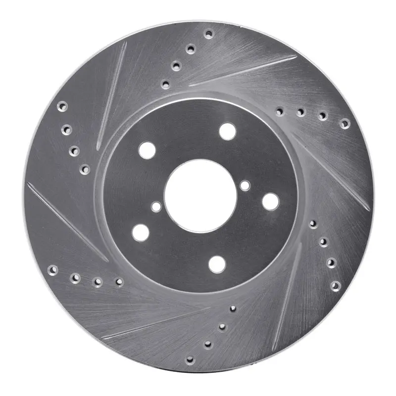 R1 15-19 Subaru Legacy Front Left Drilled & Slotted Silver Brake Rotor 1