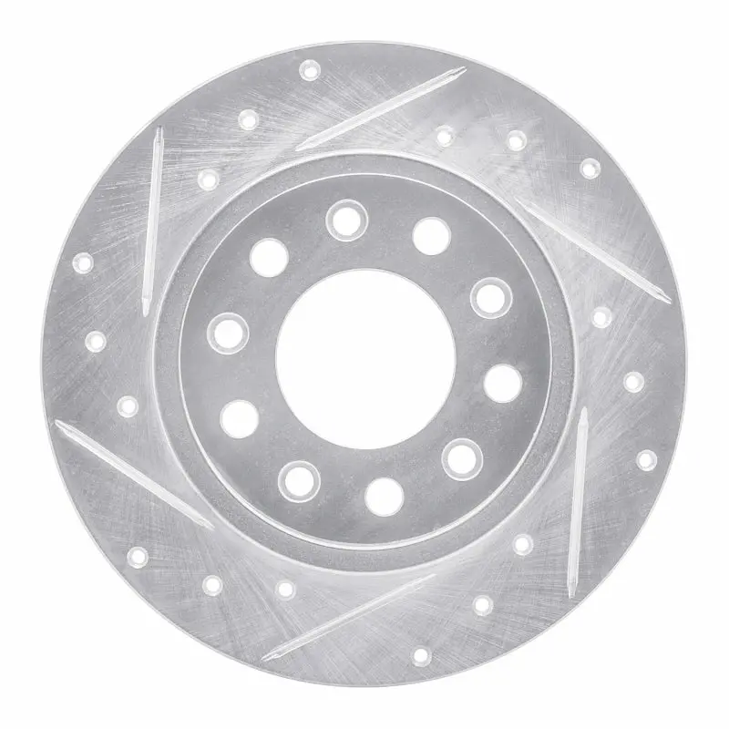 R1 13-16 Dodge Dart Rear Left Drilled & Slotted Silver Brake Rotor 1
