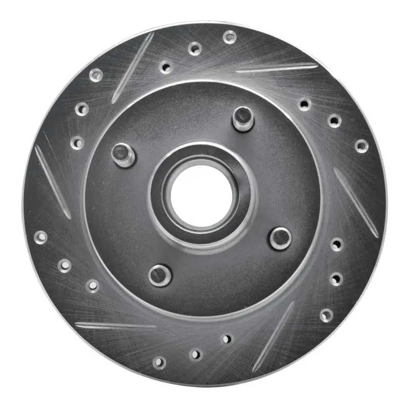 R1 79-81 Ford Mustang Front Left Drilled & Slotted Silver Brake Rotor 1