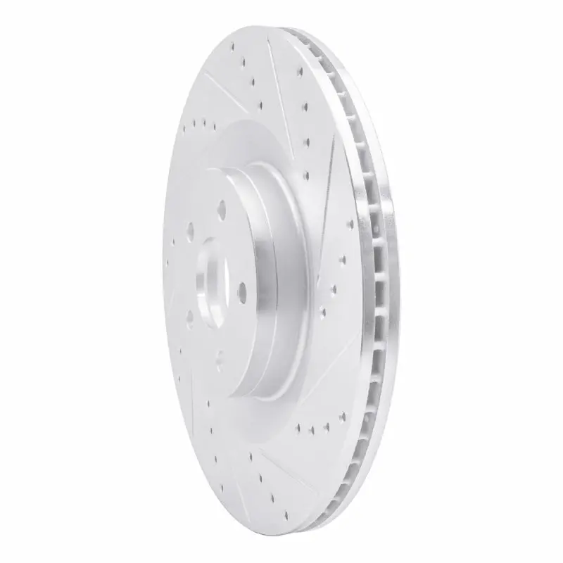 R1 16-18 Ford Focus Front Right Drilled & Slotted Silver Brake Rotor 2