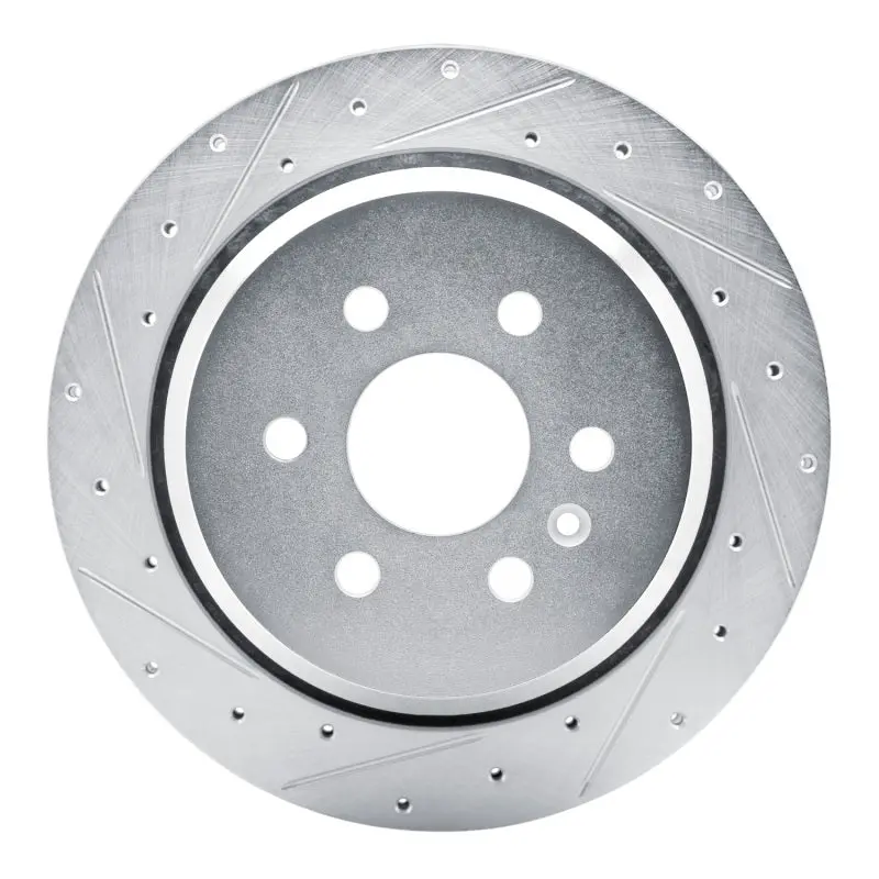 R1 21-22 Chevrolet Colorado Rear Left Drilled & Slotted Silver Brake Rotor 1