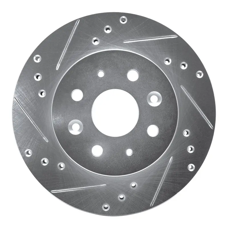 R1 03-05 Kia Rio Front Left Drilled & Slotted Silver Brake Rotor 1