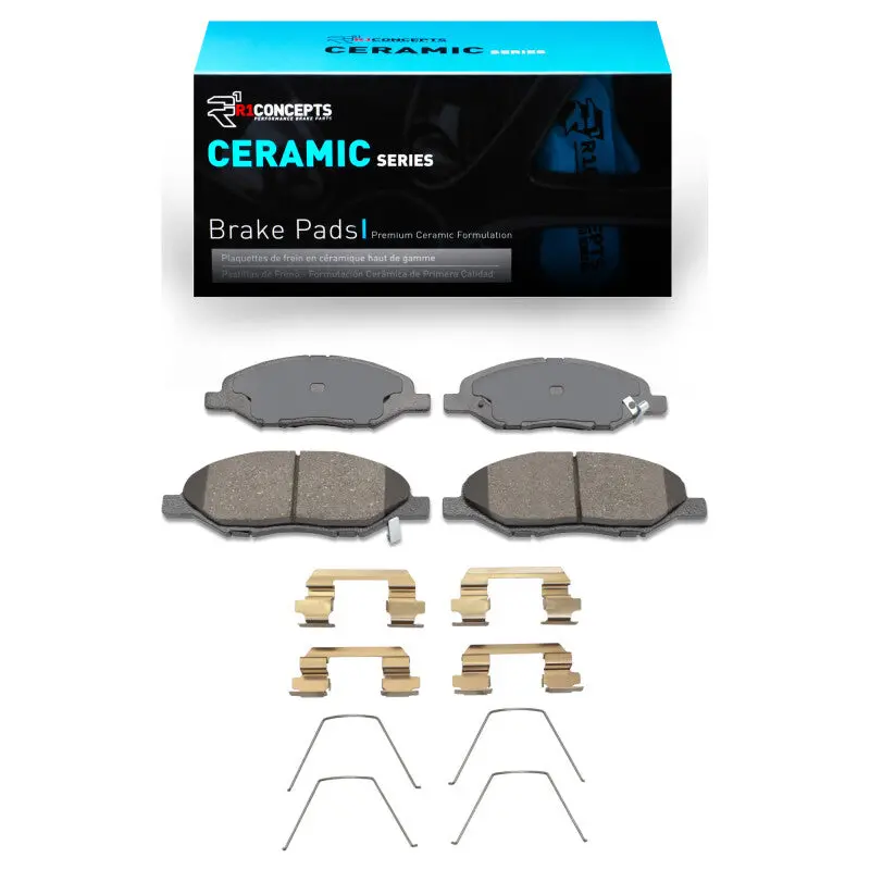 R1 07-17 Nissan Tiida (Mexico) Front Ceramic Brake Pads & Hardware Kit 1