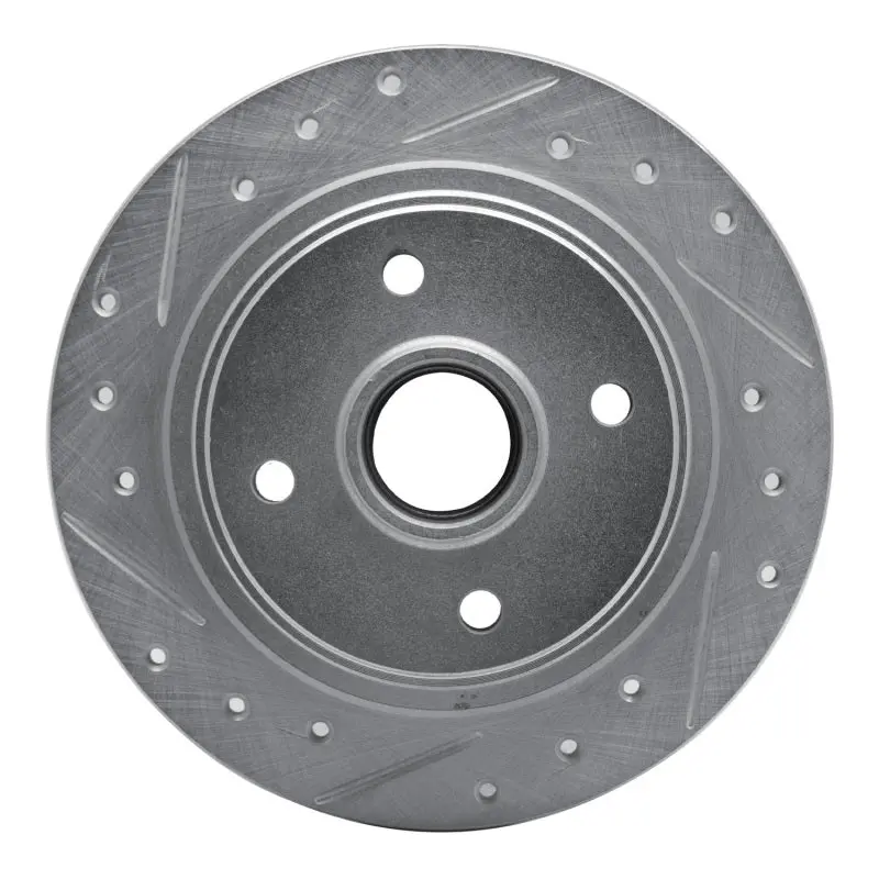 R1 84-87 Honda Prelude Rear Left Drilled & Slotted Silver Brake Rotor 1