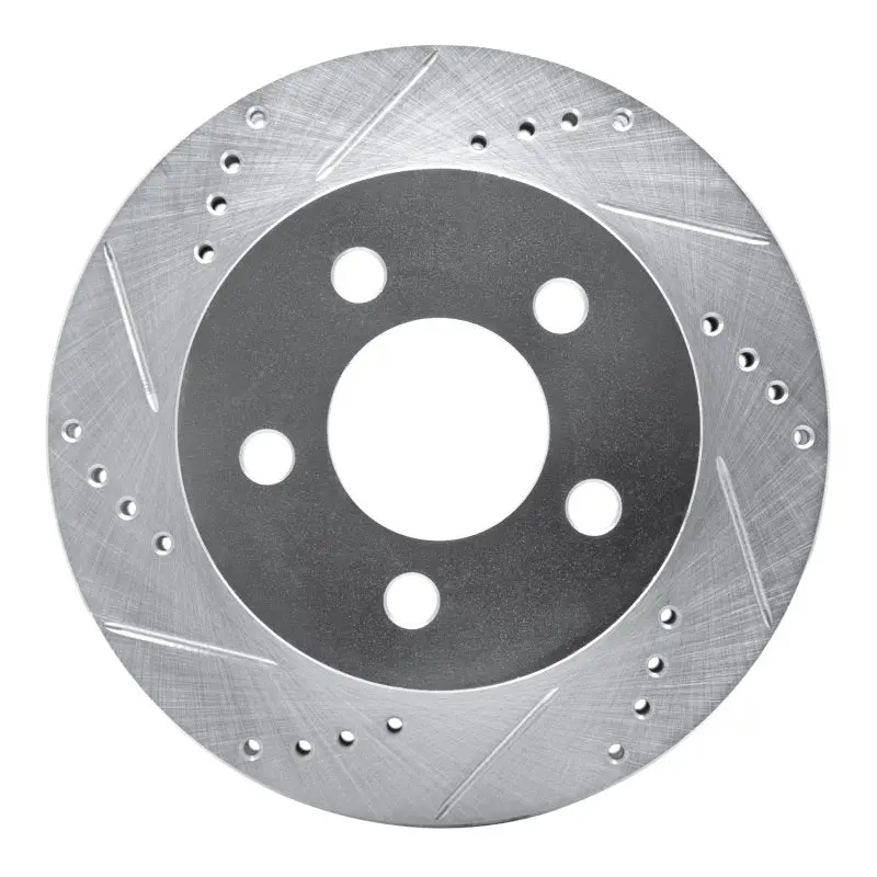 R1 99-06 Jeep Cherokee Front Left Drilled & Slotted Silver Brake Rotor 1