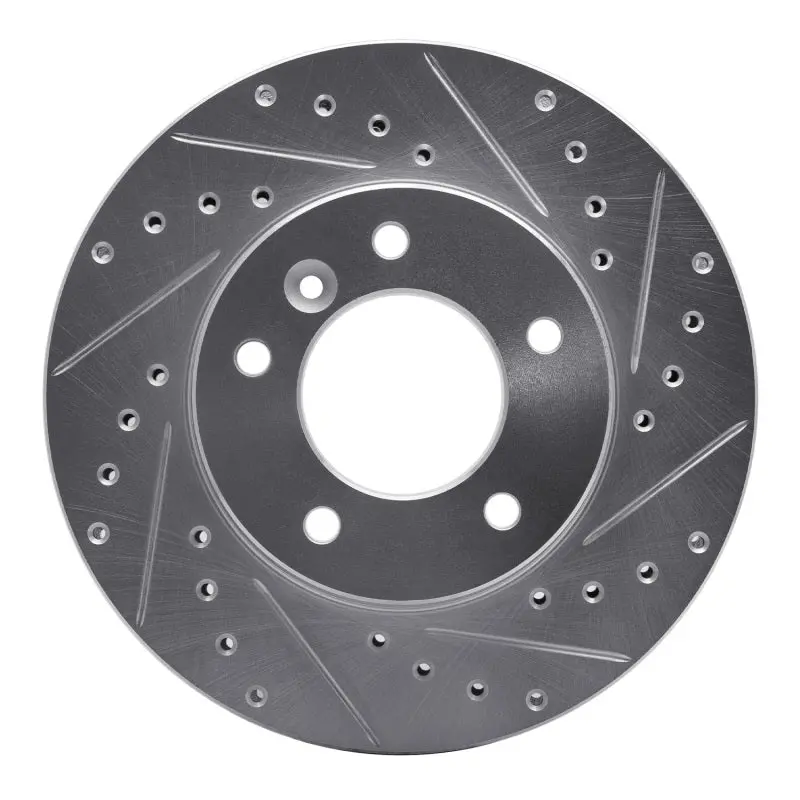 R1 90-97 Jaguar Xj12 Front Right Drilled & Slotted Silver Brake Rotor 1