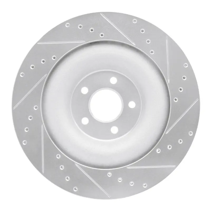 R1 10-24 Jaguar Xfr Rear Left Drilled & Slotted Silver Brake Rotor 2