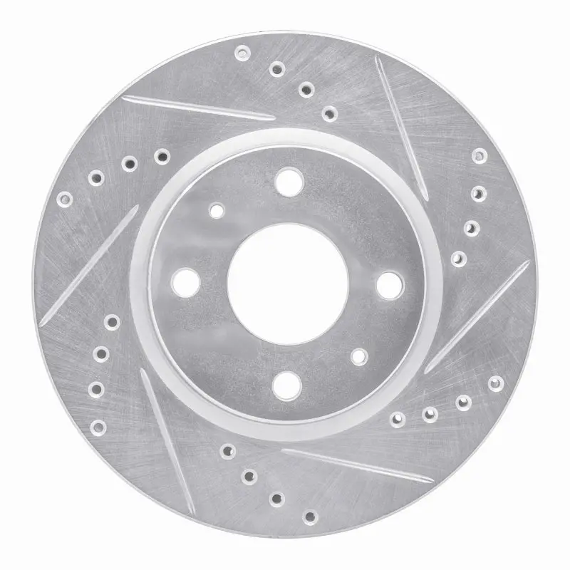 R1 90-93 Asuna Sunfire Rear Right Drilled & Slotted Silver Brake Rotor 1