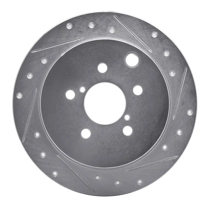 R1 12-23 Subaru Impreza Rear Right Drilled & Slotted Silver Brake Rotor 1