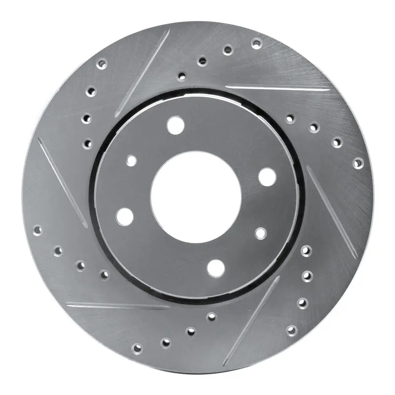 R1 00-04 Volvo S40 Front Left Drilled & Slotted Silver Brake Rotor 1
