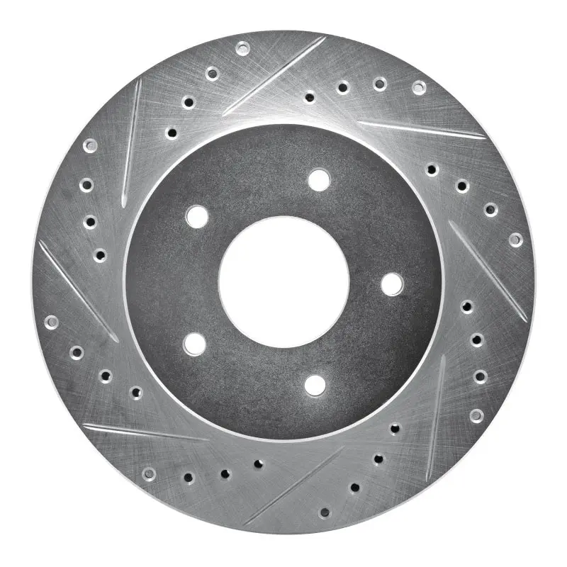 R1 63-82 Chevrolet Corvette Front Left Drilled & Slotted Silver Brake Rotor 1
