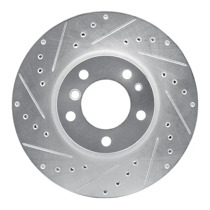 R1 93-97 Bmw 850Ci Front Left Drilled & Slotted Silver Brake Rotor 1