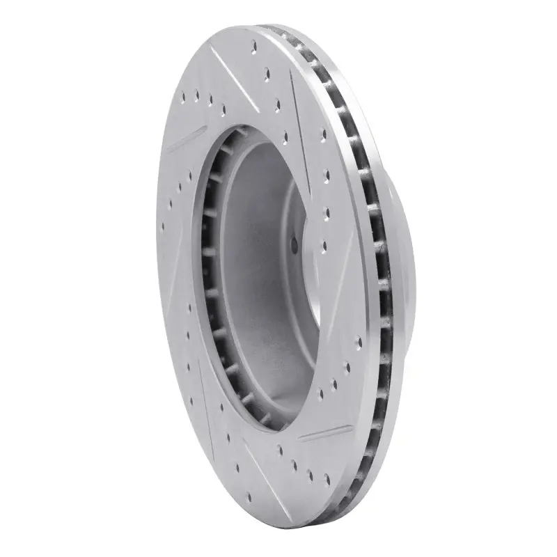 R1 90-16 Land Rover Defender 90 Front Left Drilled & Slotted Silver Brake Rotor 2