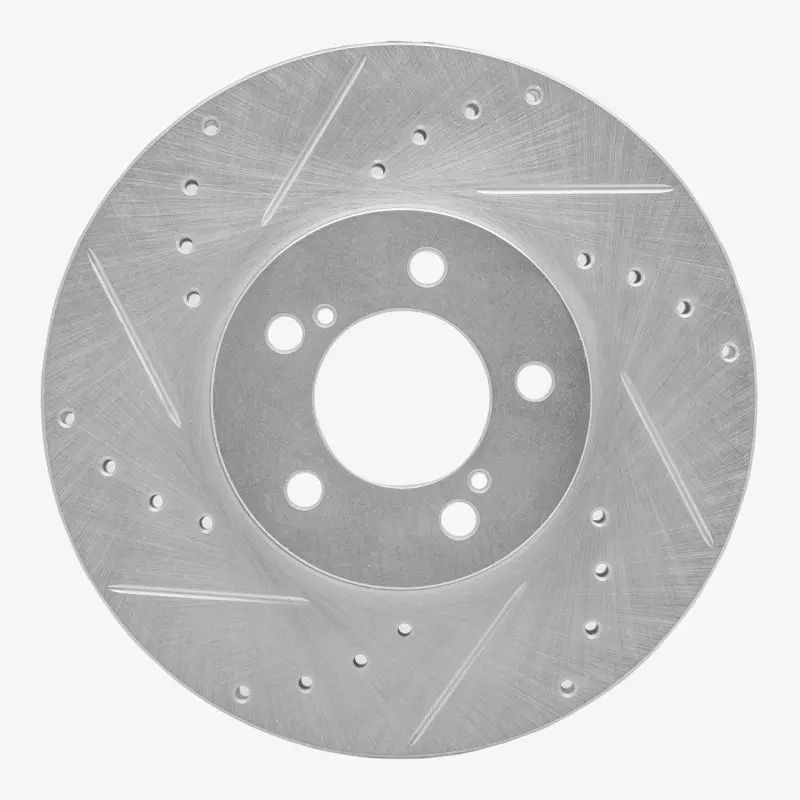 R1 93-07 Ford Thunderbird Front Left Drilled & Slotted Silver Brake Rotor 1