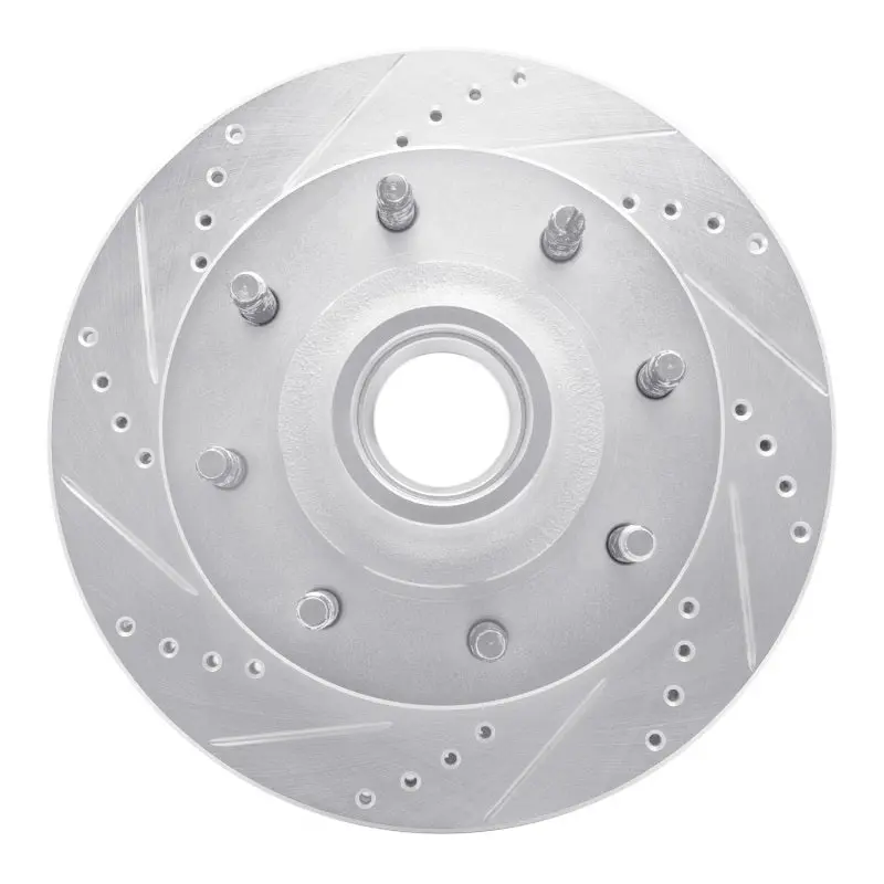 R1 99-02 Ford F-350 Super Duty 2Wd Front Left Drilled & Slotted Silver Brake Rotor 1