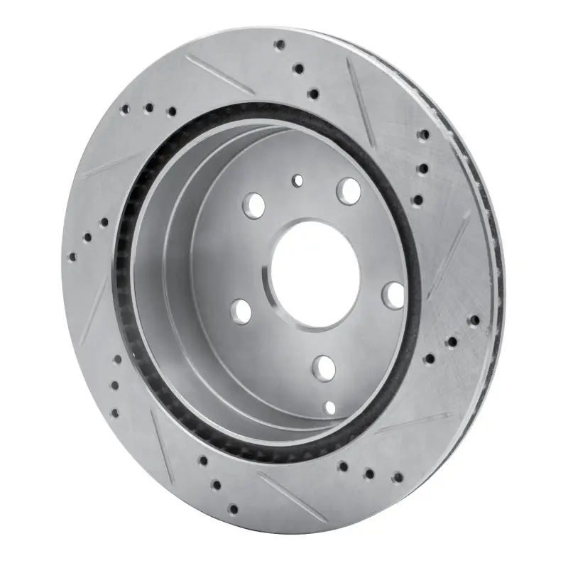R1 09-20 Chevrolet Express 4500 Rear Left Drilled & Slotted Silver Brake Rotor 2