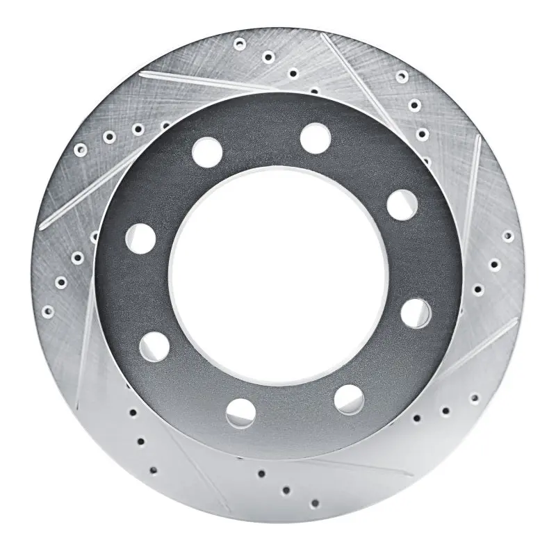 R1 21-25 Chevrolet Express 3500 Rear Right Drilled & Slotted Silver Brake Rotor 1