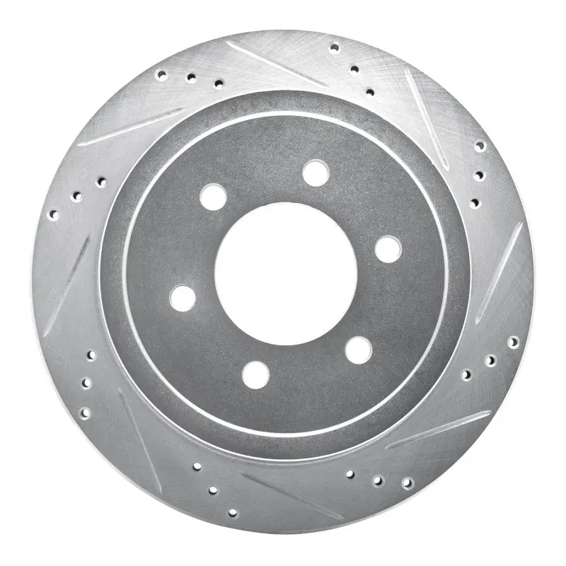 R1 04-11 Ford F-150 Rwd Rear Right Drilled & Slotted Silver Brake Rotor 1