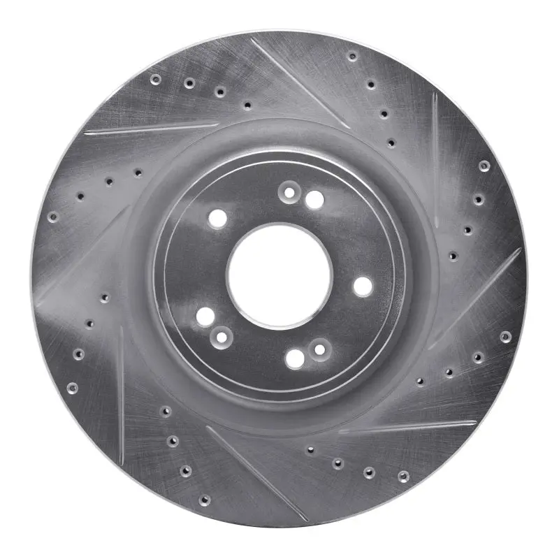 R1 18-20 Genesis G80 Front Right Drilled & Slotted Silver Brake Rotor 1