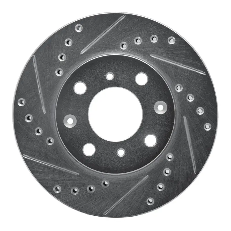 R1 84-90 Honda Accord Sedan Front Left Drilled & Slotted Silver Brake Rotor 1